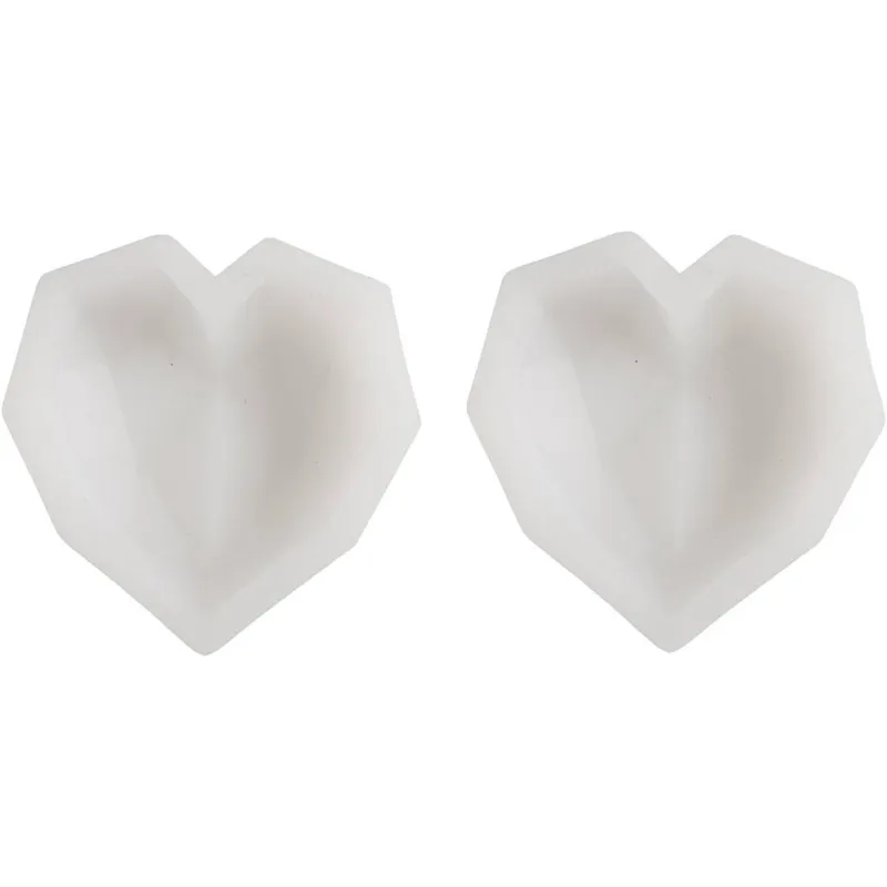 Silikonform, Facettiertes Herz, H 2 cm, L 6 cm, B 5,8 cm, 2 Stk/ 1 Pck