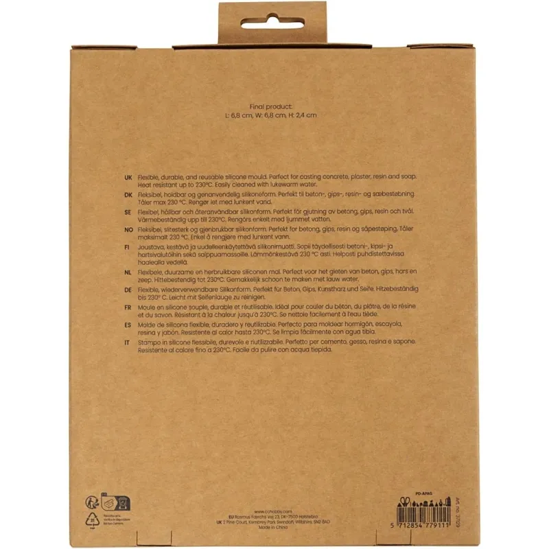 Silikonform, Quadratisch mit grafischem Design, H 2,4 cm, L 6,8 cm, B 6,8 cm, 4 Stk/ 1 Pck