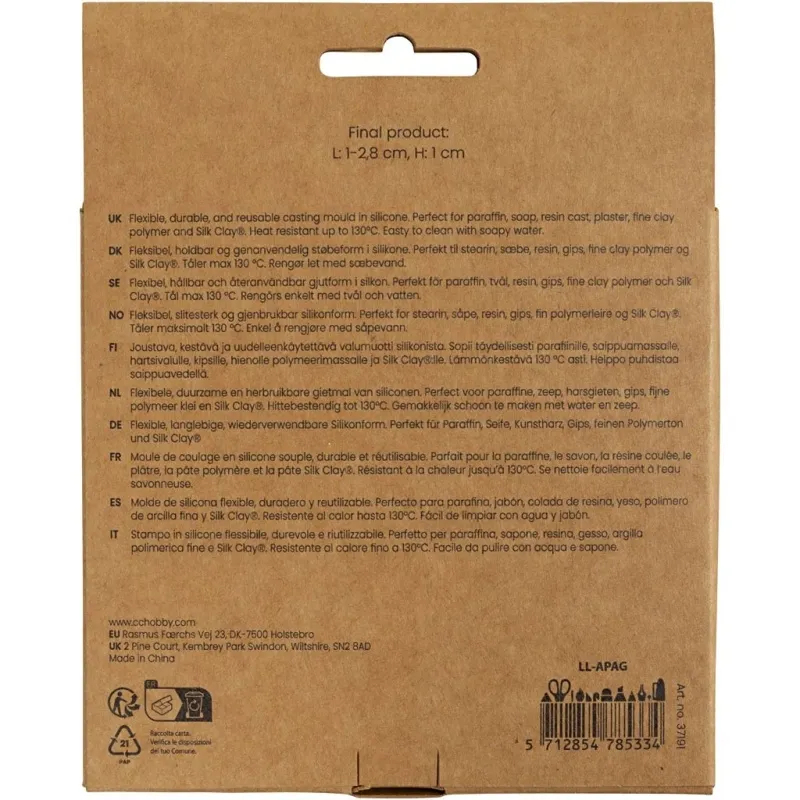 Silikonform, Schneckenmuscheln und Muscheln, H 1 cm, L 1-2,8 cm, 1 Stk