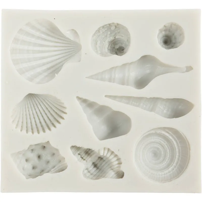 Silikonform, Schneckenmuscheln und Muscheln, H 1 cm, L 1-2,8 cm, 1 Stk