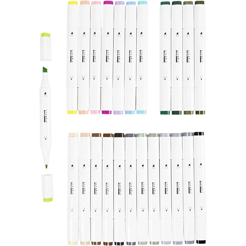 Twin Marker Filzstifte, Strichstärke 1+8 mm, Pastellfarben, Standard-Farben, 24 Stk/ 1 Pck