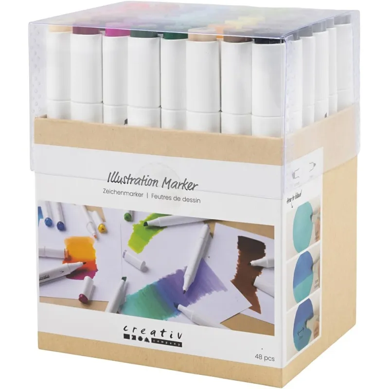 Twin Marker Filzstifte, Strichstärke 1+8 mm, Standard-Farben, 48 Stk/ 1 Pck