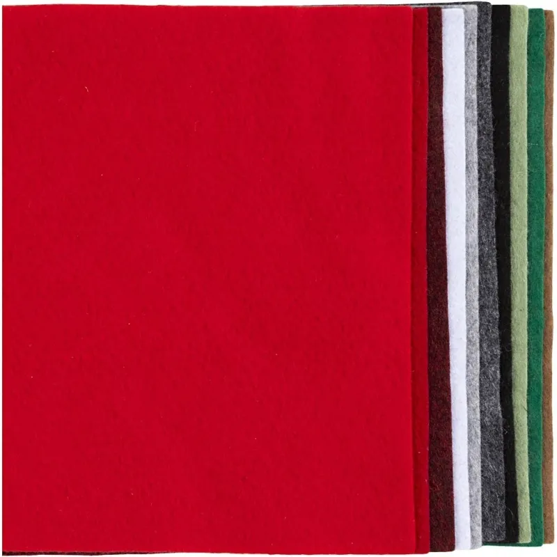 Bastelfilz, A4, Blatt 210x297 mm, Dicke 2 mm, Weihnachtsfarben, 10 Bl./ 1 Pck