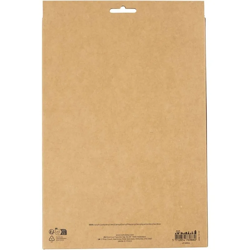 Bastelfilz, A4, Blatt 210x297 mm, Dicke 2 mm, Sort. Farben, 10 Bl./ 1 Pck