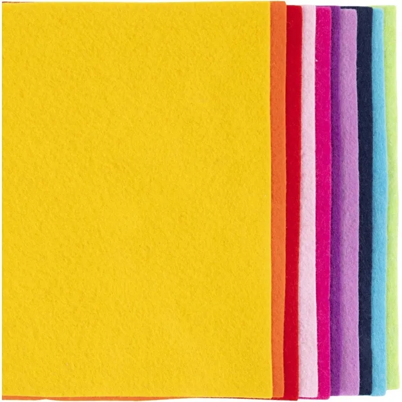 Bastelfilz, A4, Blatt 210x297 mm, Dicke 2 mm, Sort. Farben, 10 Bl./ 1 Pck
