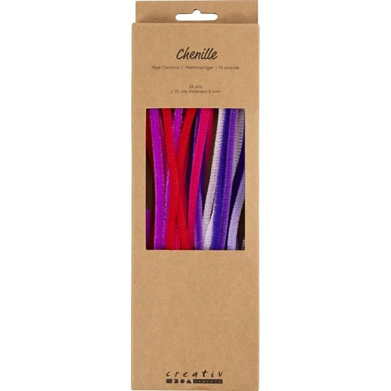 Pfeifenreiniger, L 30 cm, Dicke 6 mm, Harmonie in Lila-Pink, 25 Stk/ 1 Pck