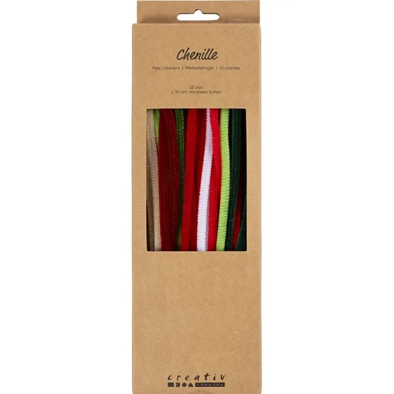 Pfeifenreiniger, L 30 cm, Dicke 6 mm, Weihnachtsfarben, 25 sort./ 1 Pck