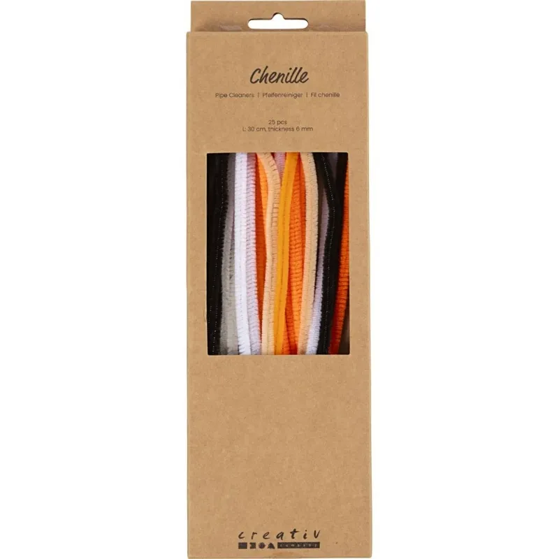 Pfeifenreiniger, L 30 cm, Dicke 6 mm, Halloween Farben, 25 sort./ 1 Pck