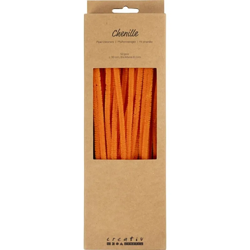 Pfeifenreiniger, L 30 cm, Dicke 6 mm, Orange, 50 Stk/ 1 Pck