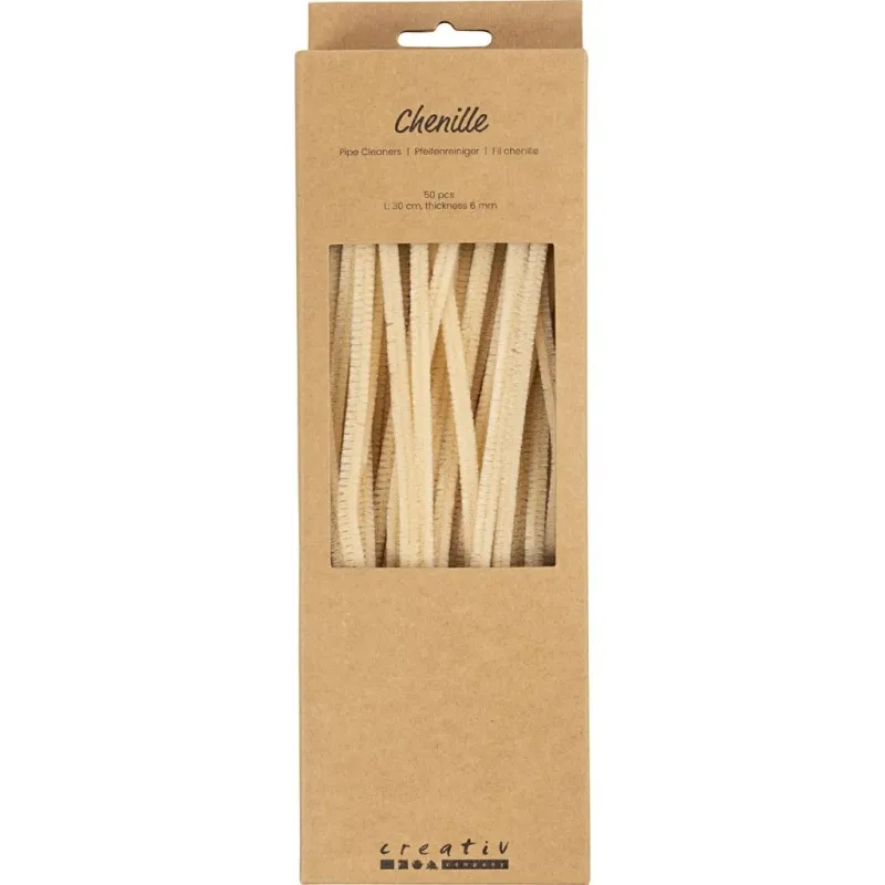 Pfeifenreiniger, L 30 cm, Dicke 6 mm, Beige, 50 Stk/ 1 Pck