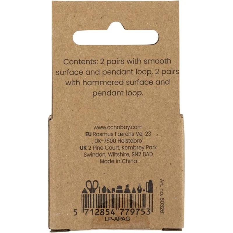 Creolen-Ohrringe, D 15 mm, Dicke 3 mm, Vergoldet, 2x2 Paar/ 1 Pck