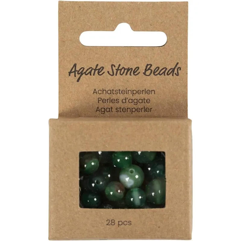 Achat Steinperlen, D 13+15 mm, Lochgröße 0,9-1 mm, Grün transparent, 28 Stk/ 1 Pck