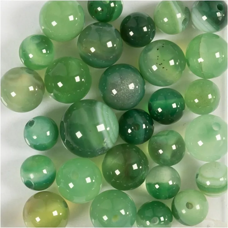 Achat Steinperlen, D 13+15 mm, Lochgröße 0,9-1 mm, Grün transparent, 28 Stk/ 1 Pck