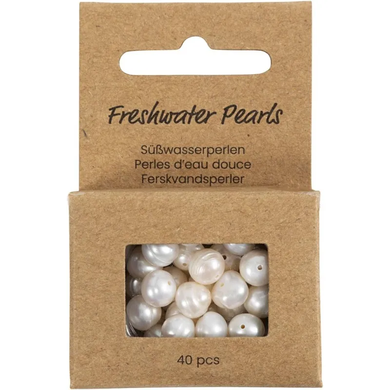 Süßwasserperlen, D 4 mm, Lochgröße 1 mm, Quer perforiert, Perlmutt, 40 Stk/ 1 Pck