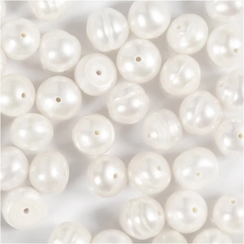 Süßwasserperlen, D 4 mm, Lochgröße 1 mm, Quer perforiert, Perlmutt, 40 Stk/ 1 Pck