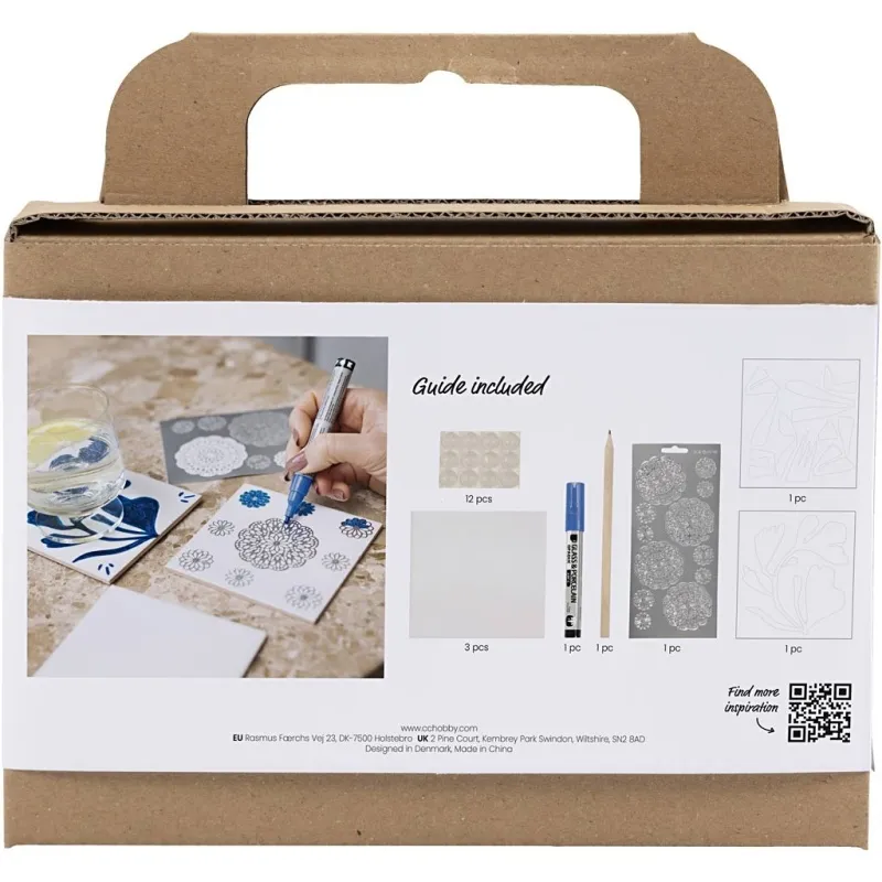 Mini Kreativ Set Dekoration, Porzellanuntersetzer, Blau, 1 Pck