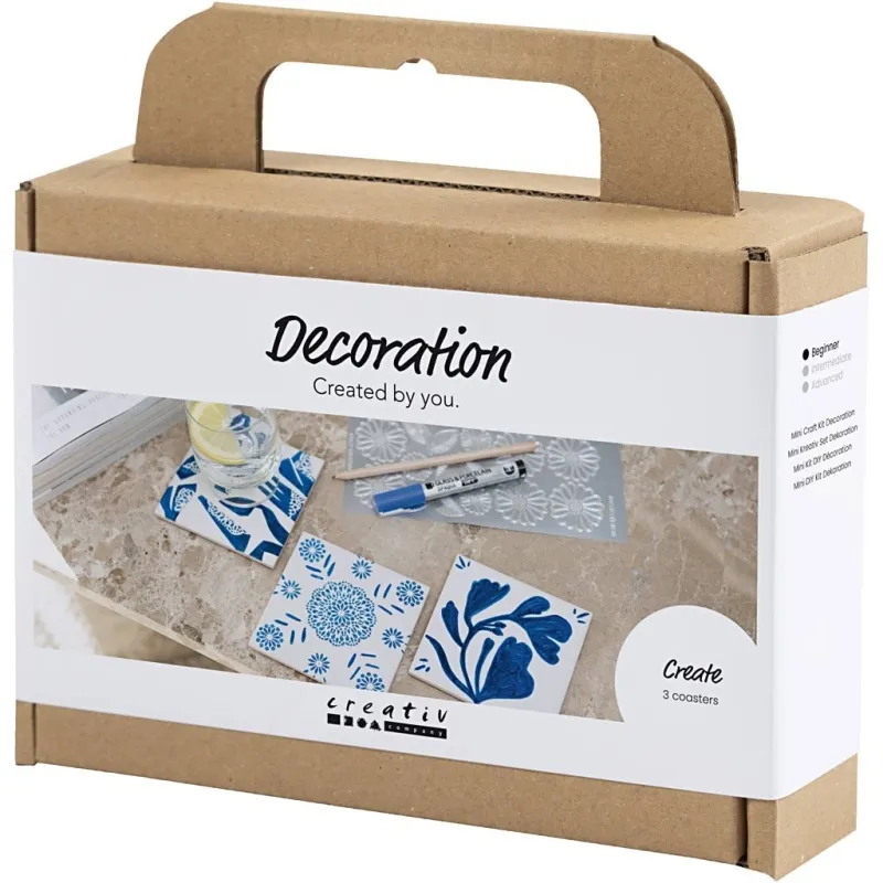 Mini Kreativ Set Dekoration, Porzellanuntersetzer, Blau, 1 Pck