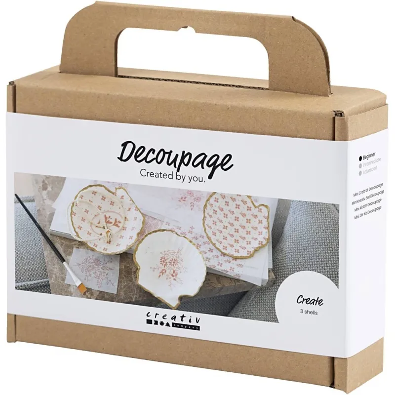Mini Kreativ Set Découpage, Muschelschalen, Rosa mattiert, 1 Pck