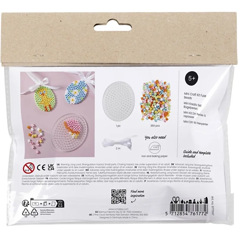 Mini Kreativ Set Bügelperlen, Hängedekorationen in Eierform, Sortierte Farben, 1 Pck