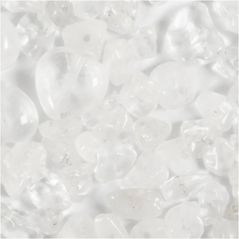 Kristallperlen, Klarer Quarz, D 7-12 mm, Lochgröße 1 mm, Transparente Farben, 63 Stk/ 1 Pck