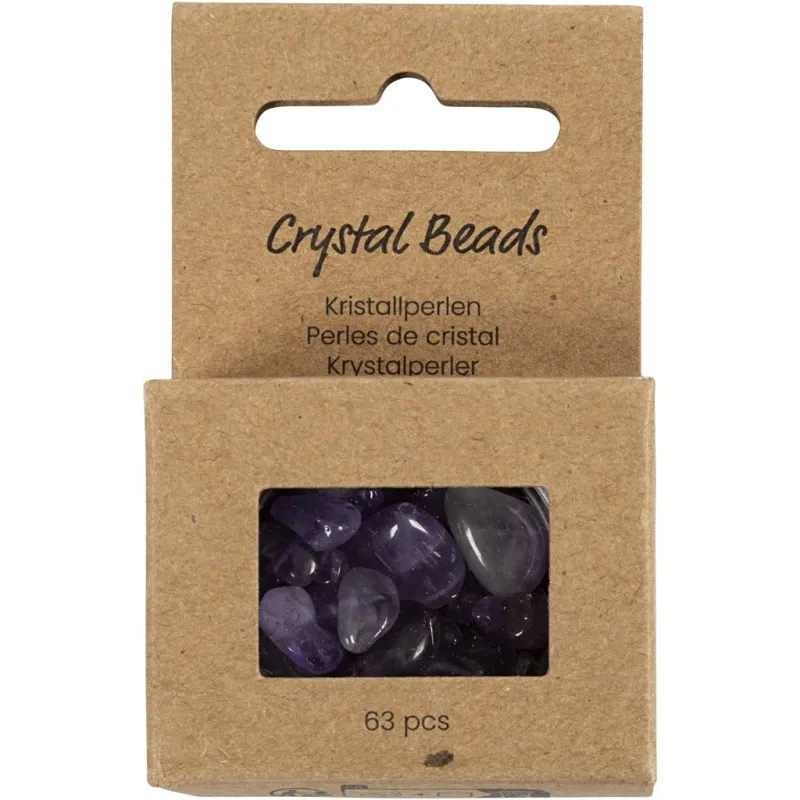 Kristallperlen, Amethyst, D 7-12 mm, Lochgröße 1 mm, Flieder, 63 Stk/ 1 Pck