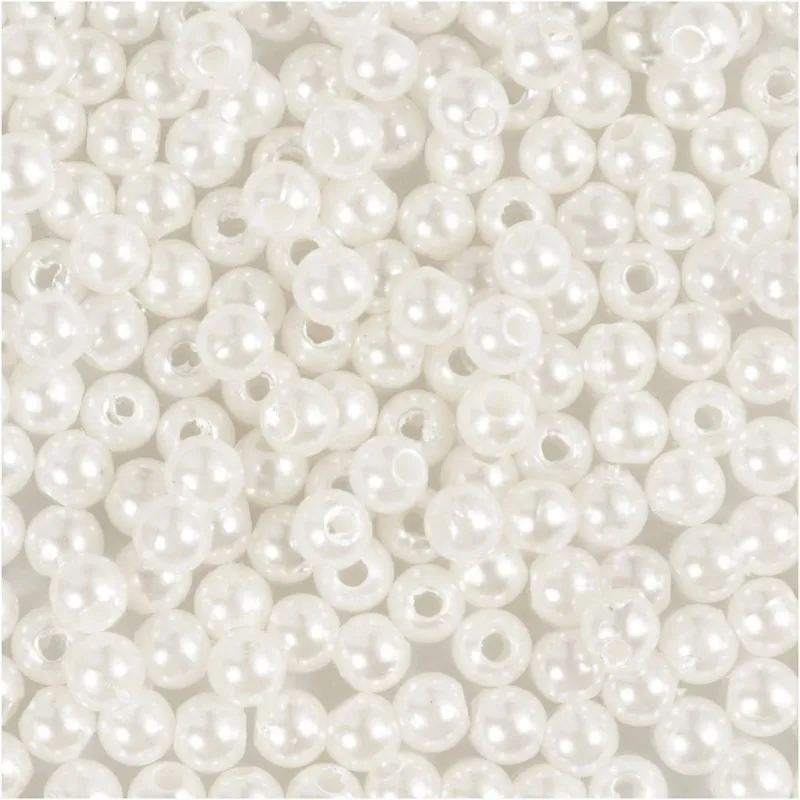 Schmuckperlen, D 4 mm, Lochgröße 1,5 mm, Perlmutt, 210 Stk/ 1 Pck