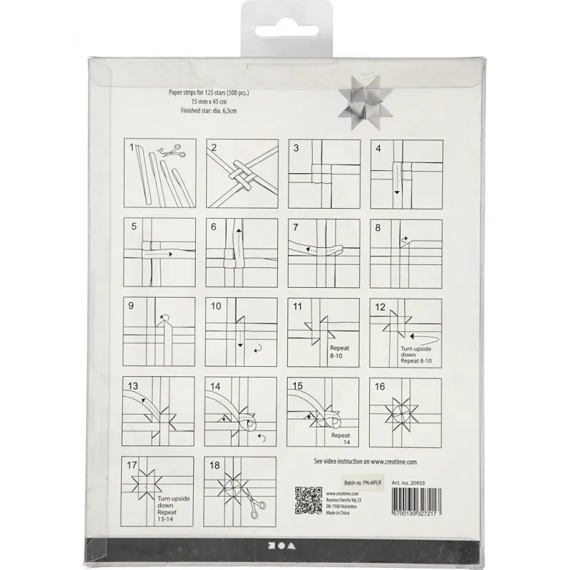Papierstreifen für Sterne, L 45 cm, D 6,5 cm, B 15 mm, Weiß, 500 Streifen/ 1 Pck