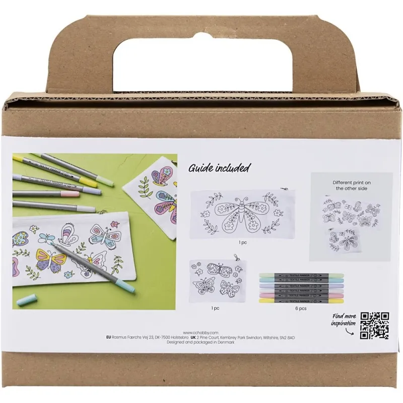 Mini Kreativ Set Textildekoration, Schmetterlinge, Pastellfarben, 1 Pck