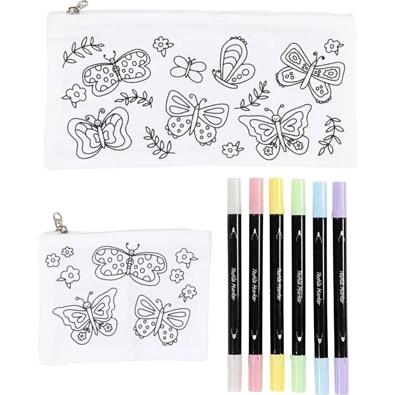 Mini Kreativ Set Textildekoration, Schmetterlinge, Pastellfarben, 1 Pck