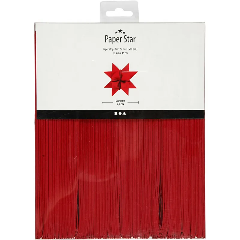 Papierstreifen für Sterne, L 45 cm, B 15 mm, D 6,5 cm, Rot, 500 Streifen/ 1 Pck