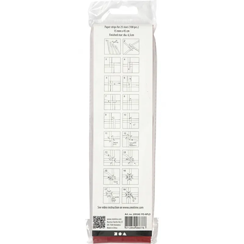 Papierstreifen für Sterne, L 45 cm, D 6,5 cm, B 15 mm, Rot, 100 Streifen/ 1 Pck