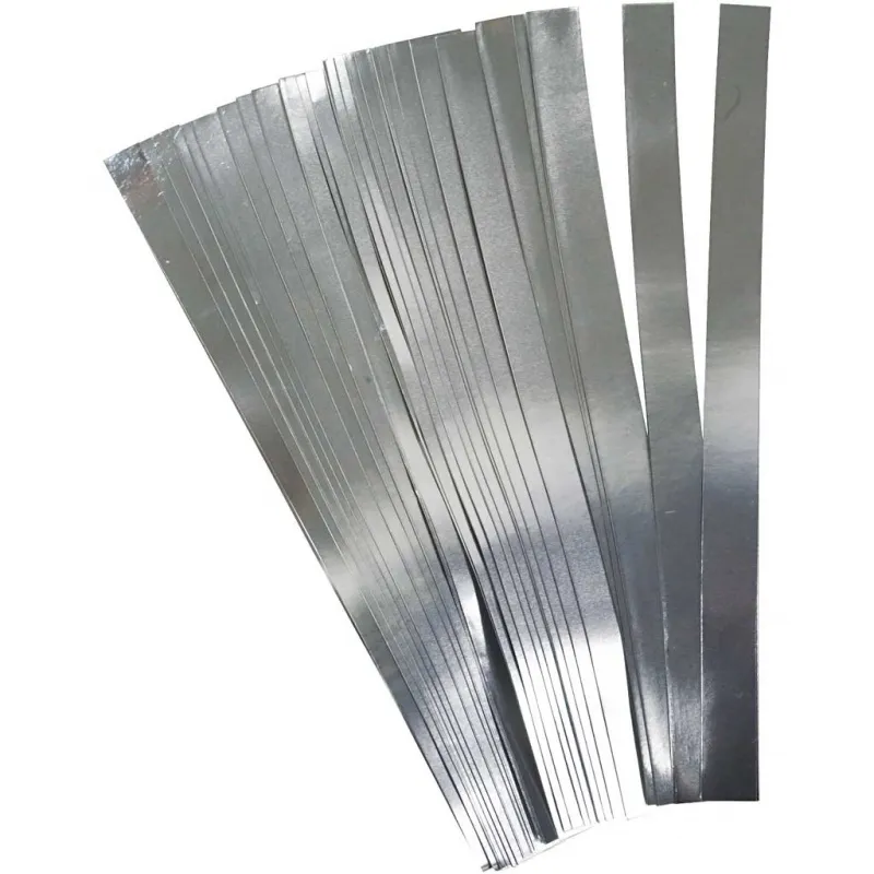 Papierstreifen für Sterne, L 45 cm, D 6,5 cm, B 15 mm, Silber, 100 Streifen/ 1 Pck