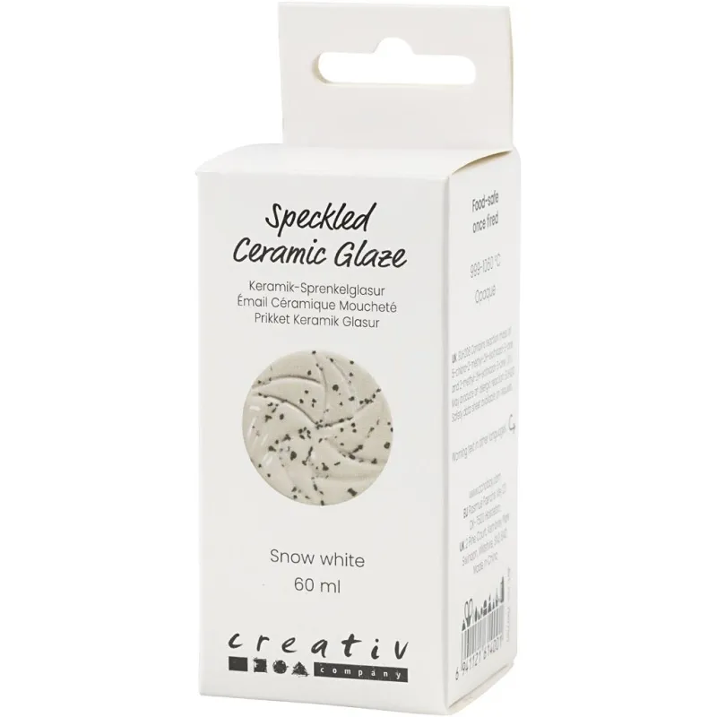 Gesprenkelte Keramikglasur , 999-1060 °C, Deckend, snow white, 60 ml/ 1 Dose