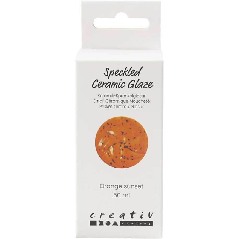 Gesprenkelte Keramikglasur , 999-1060 °C, Deckend, Orange Sunset, 60 ml/ 1 Dose