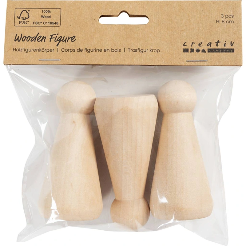 Holzfigurenkörper, Kegelform, H 8 cm, 3 Stk/ 1 Pck