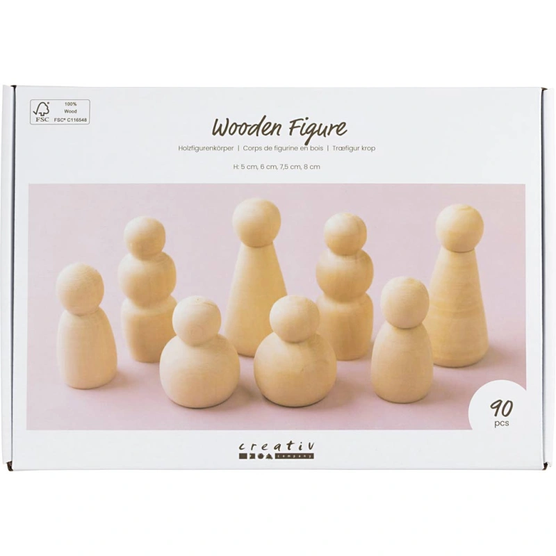 Holzfigurenkörper, H 5-8 cm, 90 sort./ 1 Pck
