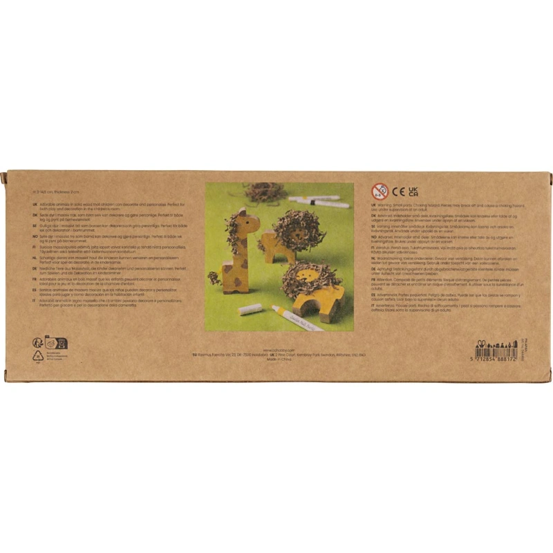 Holztiere, Safari, H 3-14,5 cm, Dicke 2 cm, 10 Stk/ 1 Pck