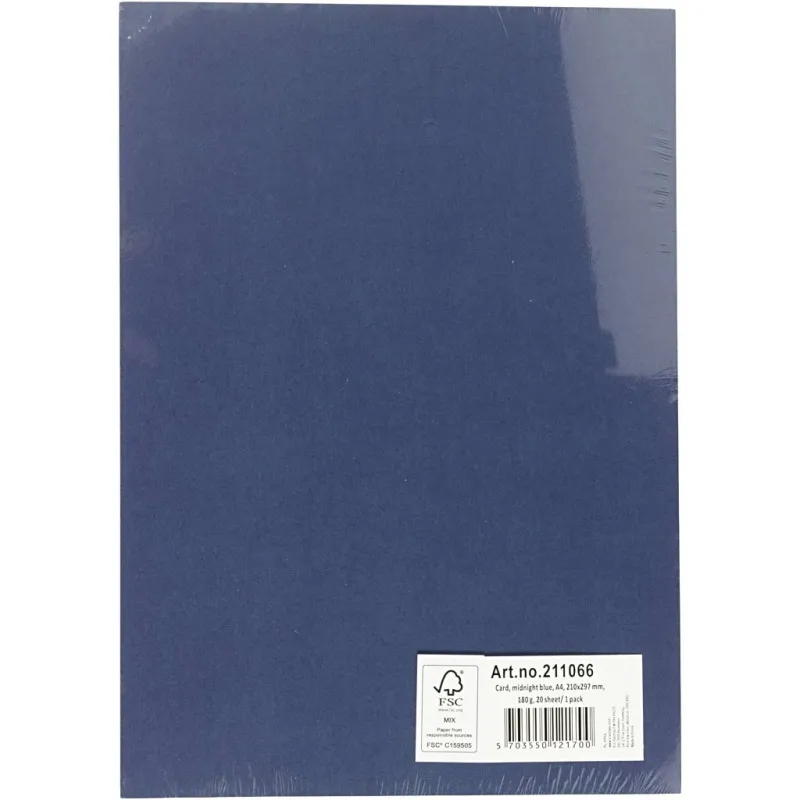 Bastelkarton, A4, Blatt 210x297 mm, 180 g, Dunkelblau, 20 Bl./ 1 Pck