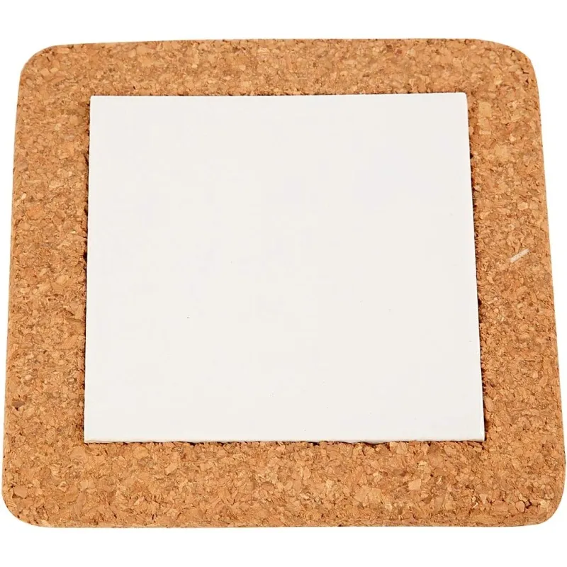 Untersetzer mit Korkrahmen, Größe 15,5x15,5x1 cm, Weiß, 10 Stk/ 1 Pck