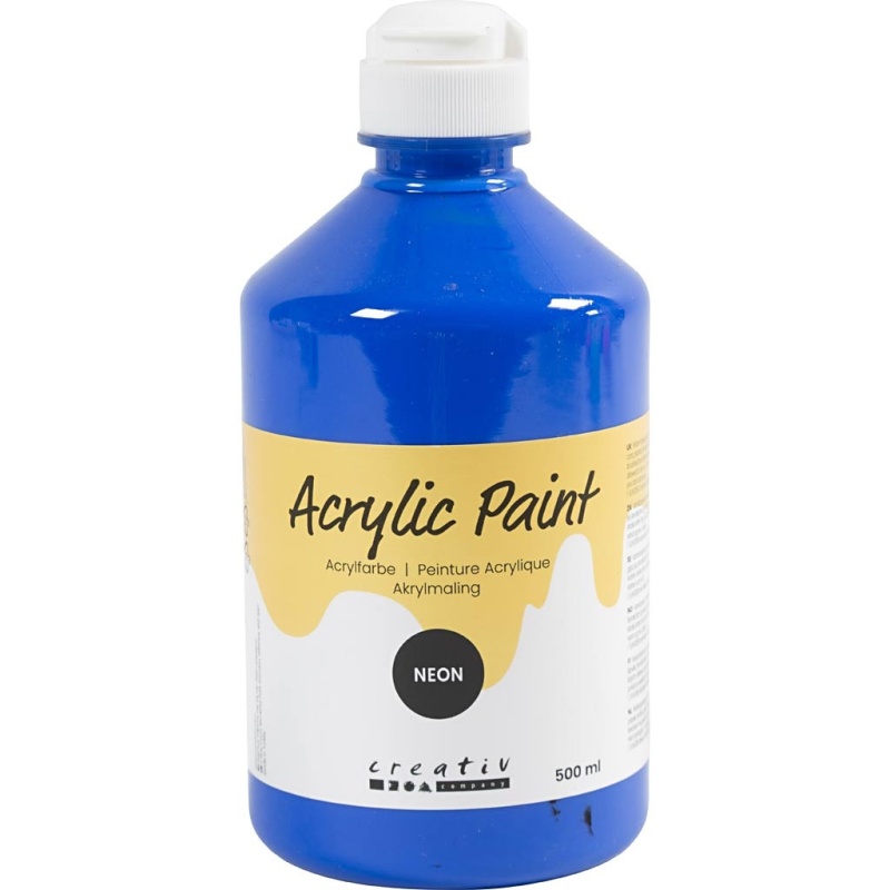 Acrylfarbe Neon, Neonblau, 500 ml/ 1 Fl.