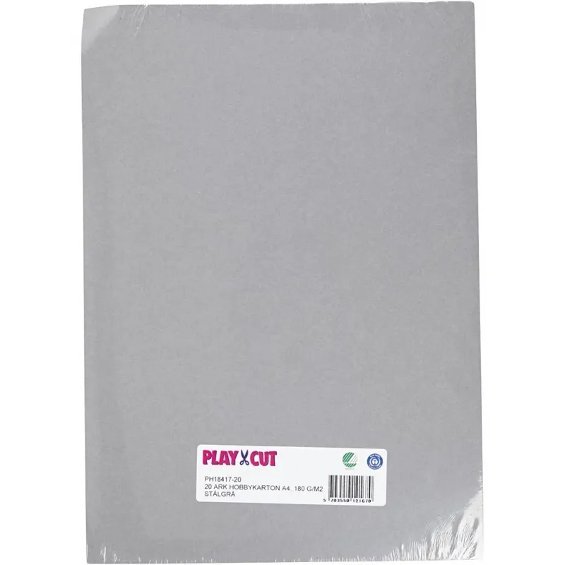 Bastelkarton, A4, Blatt 210x297 mm, 180 g, Grau, 20 Bl./ 1 Pck