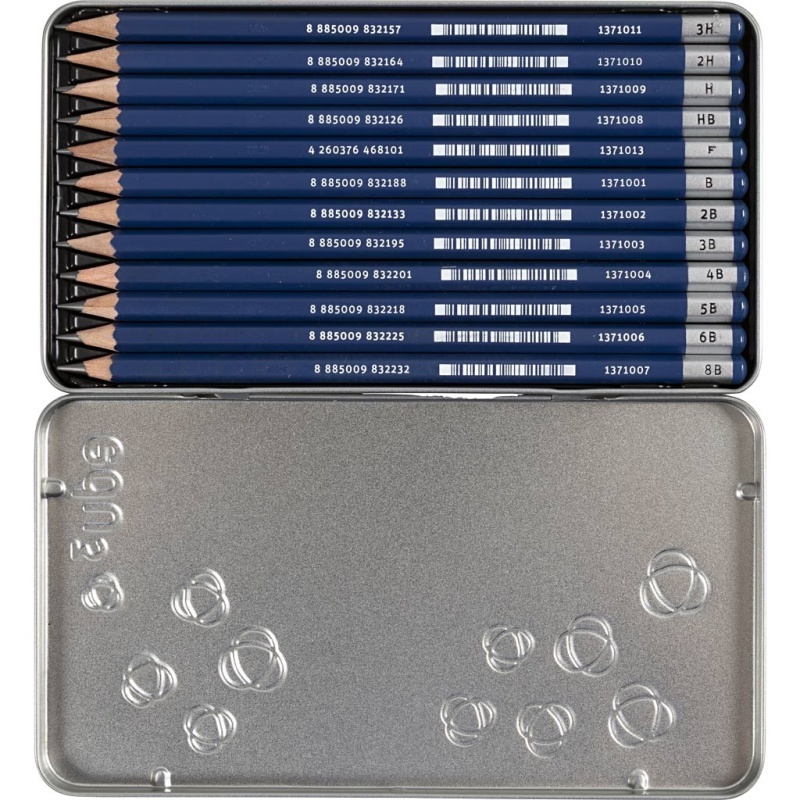 edu Zeichenstifte, B,2B,3B,4B,5B,6B,HB,F,H,2H, 12 Stk/ 1 Pck