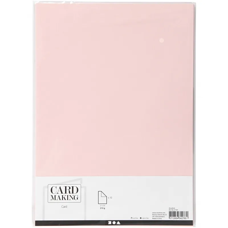Karton, A4, Blatt 210x297 mm, 210 g, Hellrosa, 10 Bl./ 1 Pck