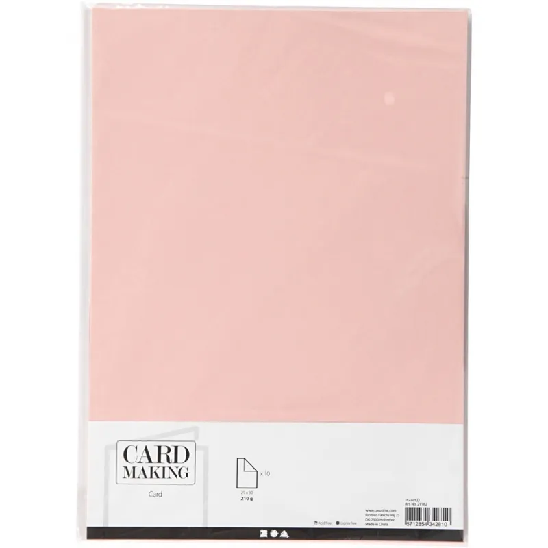 Karton, A4, Blatt 210x297 mm, 210 g, Rosa, 10 Bl./ 1 Pck