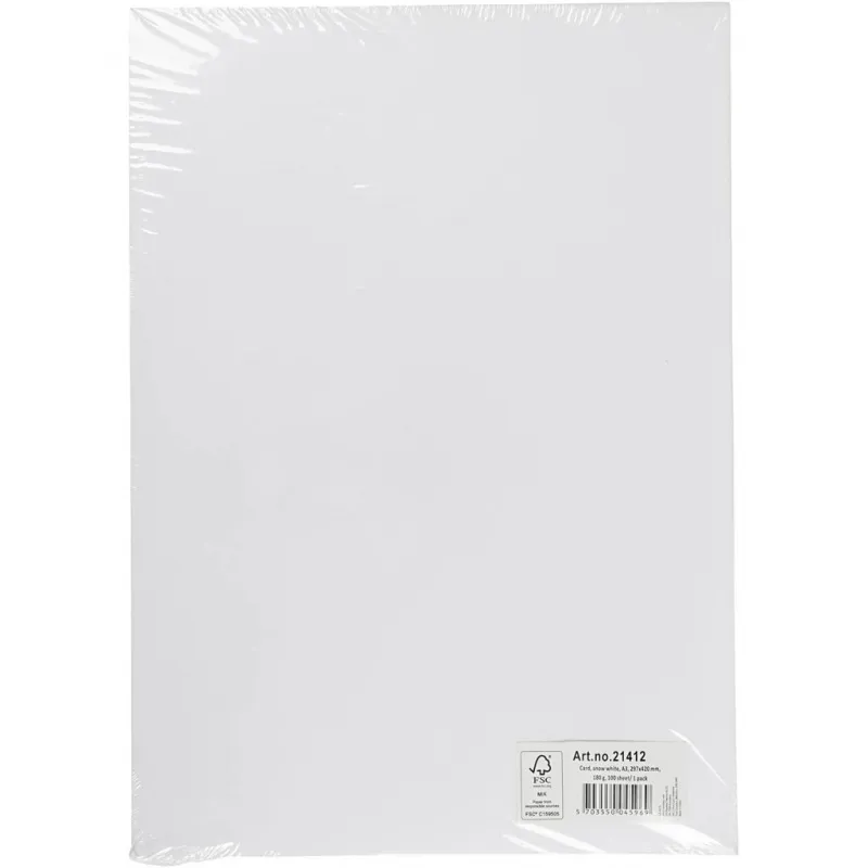 Bastelkarton, A3, Blatt 297x420 mm, 180 g, Weiß, 100 Bl./ 1 Pck