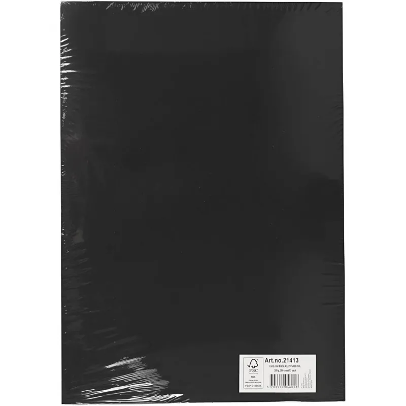 Bastelkarton, A3, Blatt 297x420 mm, 180 g, Schwarz, 100 Bl./ 1 Pck