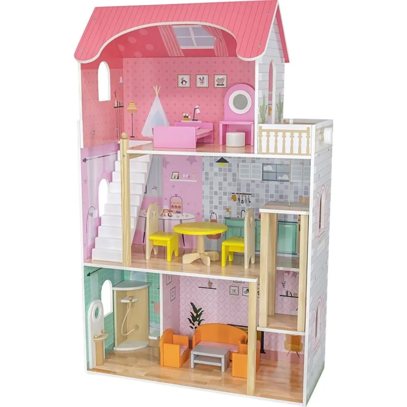VIGA Puppenhaus, Größe 73x113x30 cm, 14 Teile/ 1 Stk