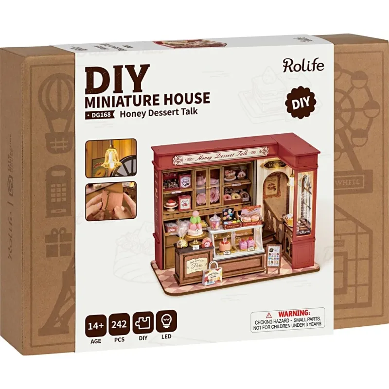 DIY-Miniatur-Zimmer, Konditorei, H 17 cm, L 13,5 cm, B 23, 1 Stk
