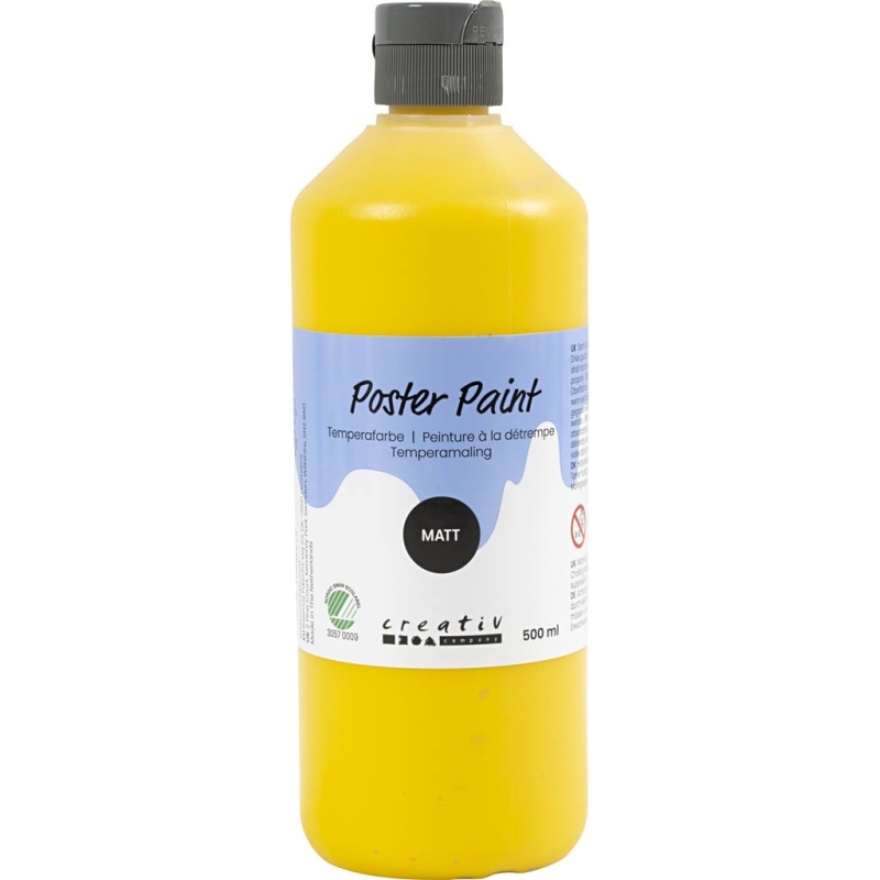 Temperafarbe, Matt, Halbdeckend, Primärgelb, 500 ml/ 1 Fl.