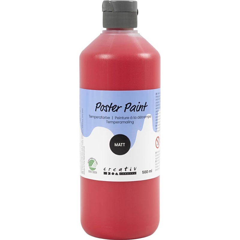 Temperafarbe, Matt, Halbdeckend, Rot, 500 ml/ 1 Fl.